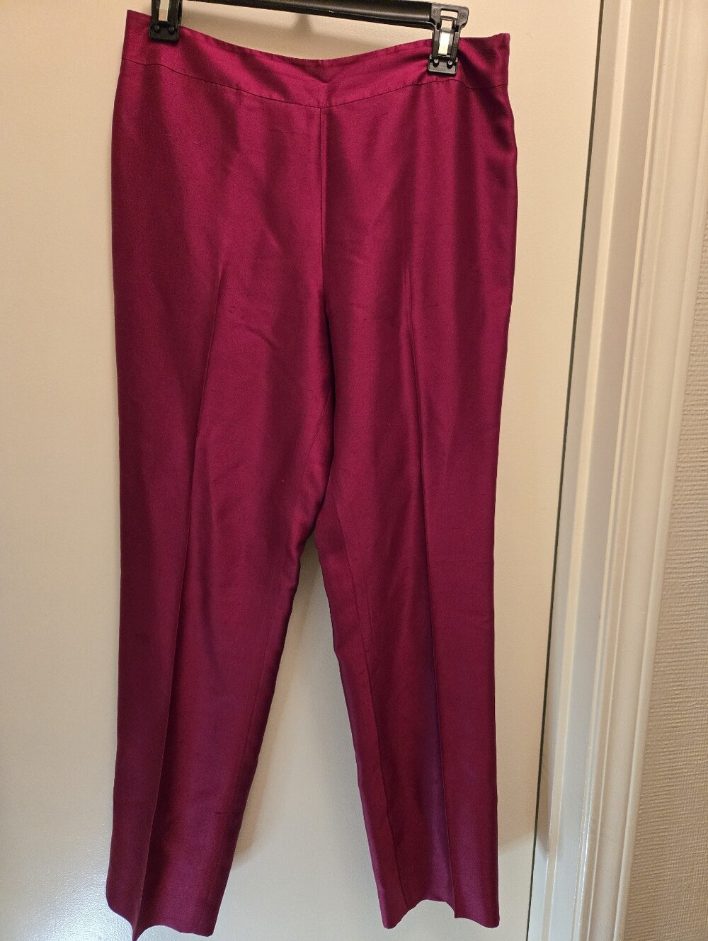 Ann Taylor Vintage 100% Silk Shantung Straight-Leg Trousers - Red Burgundy S-6